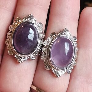 Elegant Silver and Purple Gemstone Earrings